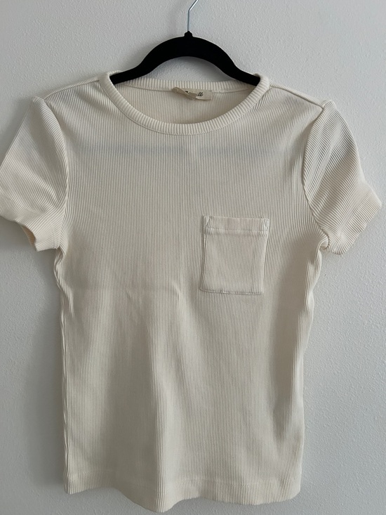 Madewell Tops - Madewell vintage Ivory Ribbed Crewneck Pocket Tee NWT Small
